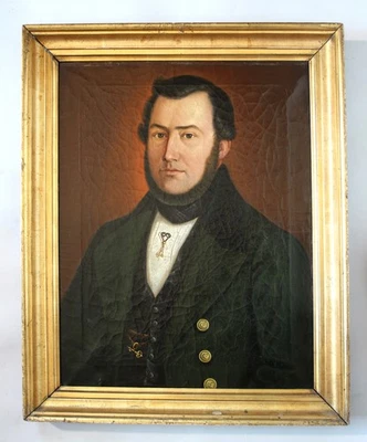 Biedermeier Portrait eines eleganten Herren verso signiert u. datiert 1845 - Bild 1 von 4
