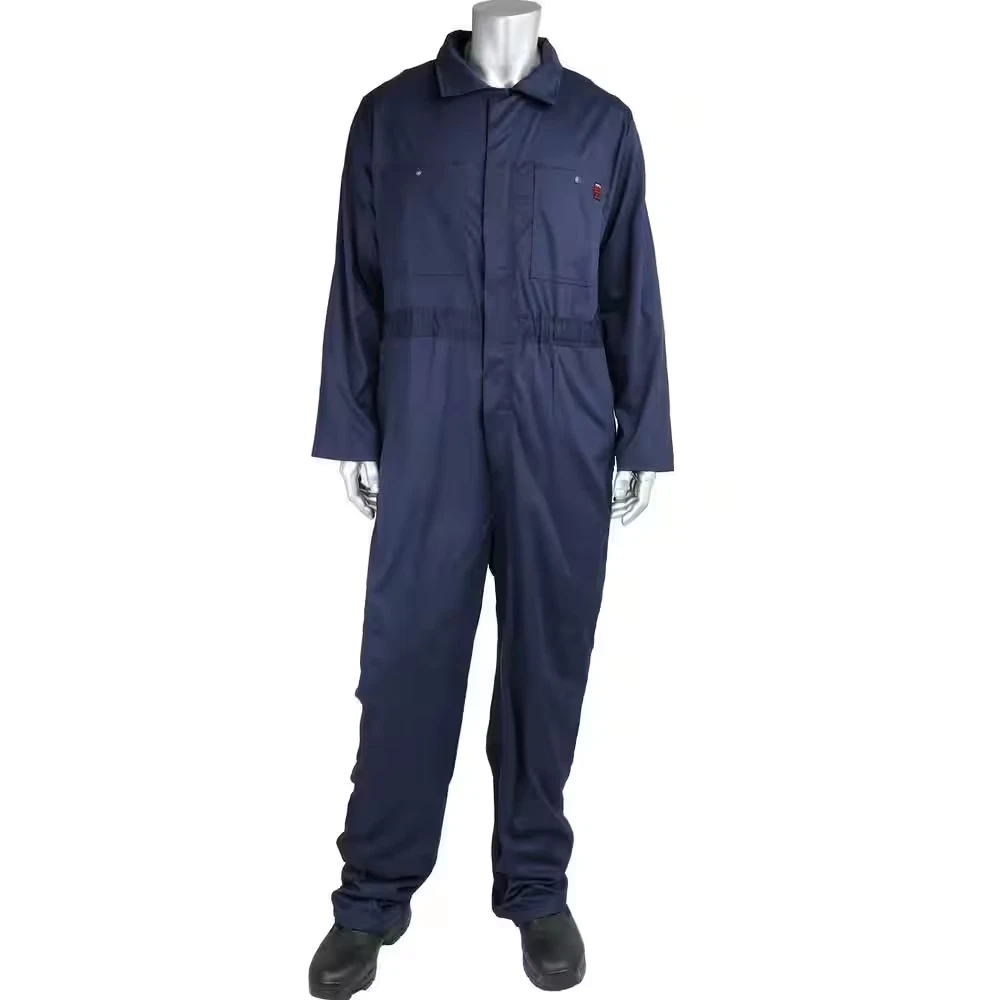 Men'S Large Navy Cotton AR/FR Dual Certified Economy Coveralls with 6-Pockets an image 6