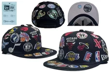 NBA men's embroidered multi-team flat brim hat vintage adjustable baseball cap