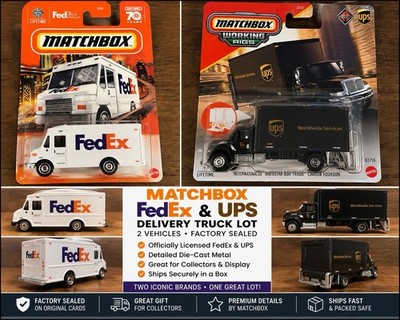 Matchbox FedEx Step Van & UPS Working Rigs Box Truck Lot of 2 Sealed Mattel 1/64