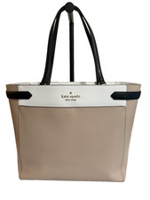 Kate Spade STACI Large Saffiano Business Tote Bag Laptop Beige