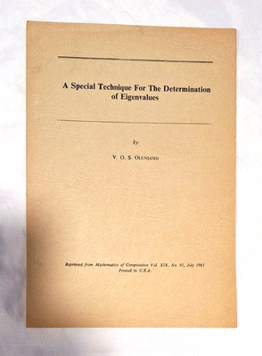 1965 Mathematics Paper Olunloyo, Eigenvalues Special Technique Research Offprint
