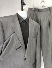 JOS A BANK Signature Collection 2 Piece SUIT 42L Pants 34x32 Herringbone Grey