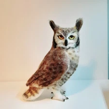 Great Horned Owl Felted Toy Soft Sculpture Bird Needle Felted Wool Animals