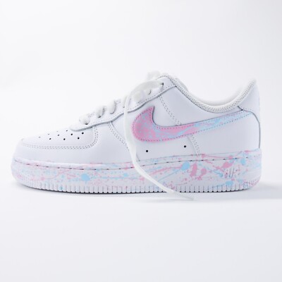 Air Force Custom Baby Blue Pink Gender Reveal Splatter Shoes