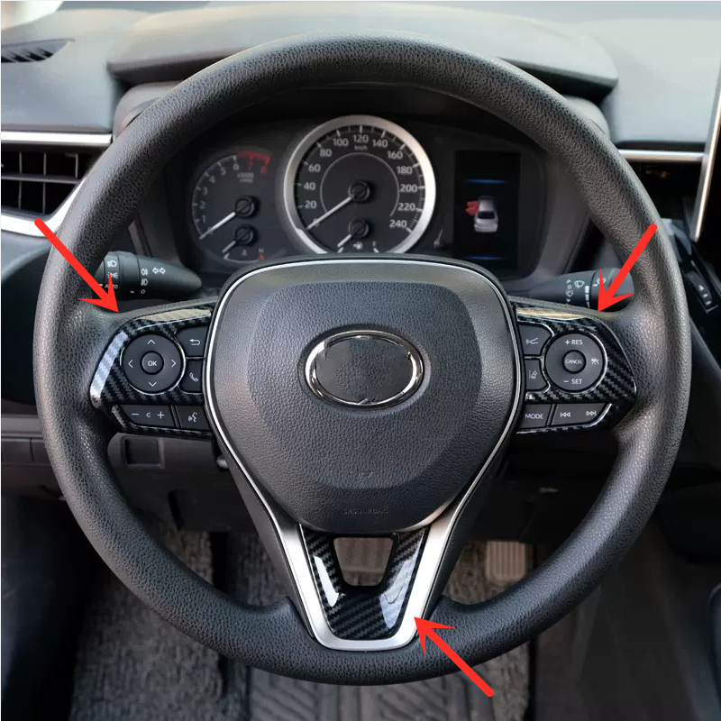 Carbon Fiber Steering Wheel Decor Trim For Toyota Corolla Cross 2022-2024