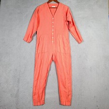 Outerknown Jumpsuit Women's Small Coral 100 Linen Button Front Straight Coastal