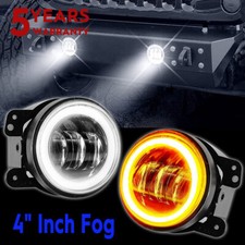 Pair 4 Inch Led Fog Lights Front Bumper Driving Lamps For Jeep Wrangler Jl Jt Jk