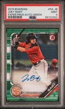 PSA 9 2019 BOWMAN PAPER PROSPECT AUTO #PA-JB JOEY BART GREEN 06/99 made RC