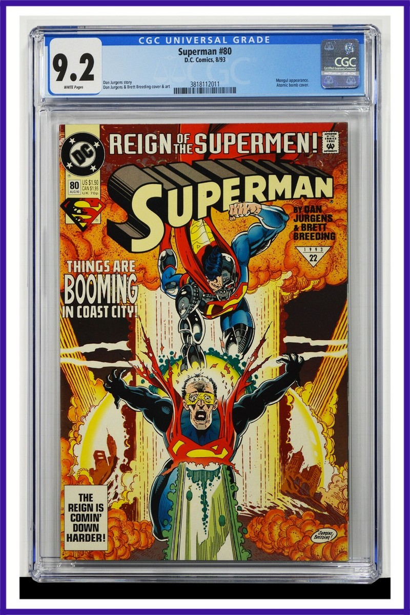 Superman #80 CGC Graded 9.2 DC August 1993 White Pages Comic