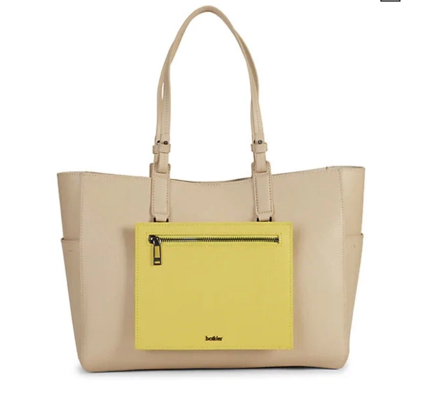 Botkier Park Slope Large Leather Tote Bag Purse Fawn Combo Tan And Yellow 298