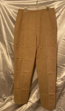 Vintage Talbots Slags Pants Tan Damask Tapestry Straight Slit 100 Cotton Sz 8
