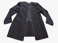 Leslie Fay Dresses Vtg built in Satin Vest in Sparkle Black Jacket Blazer 12 USA