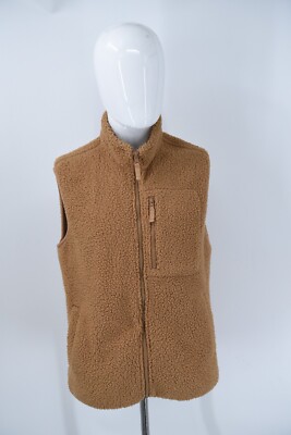 GAP Sherpa Teddy Bear Fleece Camel Zip Front Vest Mens Small (42