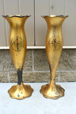 Pair of Large Older Trumpet Vases, Vintage Oldies, 20" ht. (CU387) chalice co