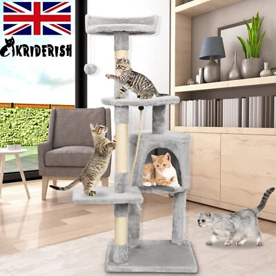 KRIDERISH Large Multilevel Cat Tree Scratching Post Kitten Climbing Tower Activity Centre