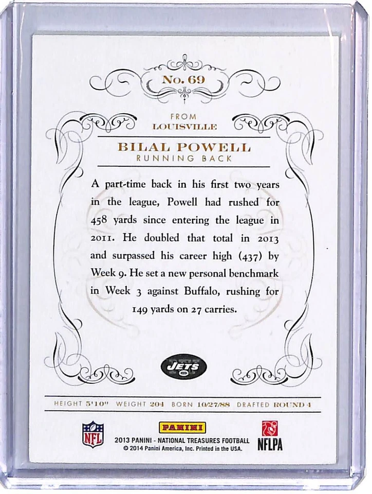 Bilal Powell 2013 Panini National Treasures #69 /99 - Image 2 of 2