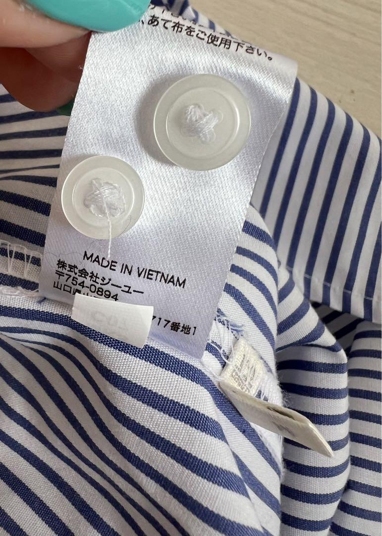 GU Striped Oversized Shirt Blue M Size Long Sleeve Cover-Up GU Striped Oversized Shirt Blue M Size Long Sleeve Cover-Up