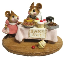 Wee Forest Folk M-220 Mousey's Bake Sale - Pink Cloth w/ Rose Dress (RETIRED)