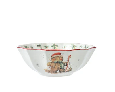 Müslischale Keramik 15cm Schüssel Weihnachtsmotiv Weihnachtsgeschirr weiß bunt - Bild 1 von 2