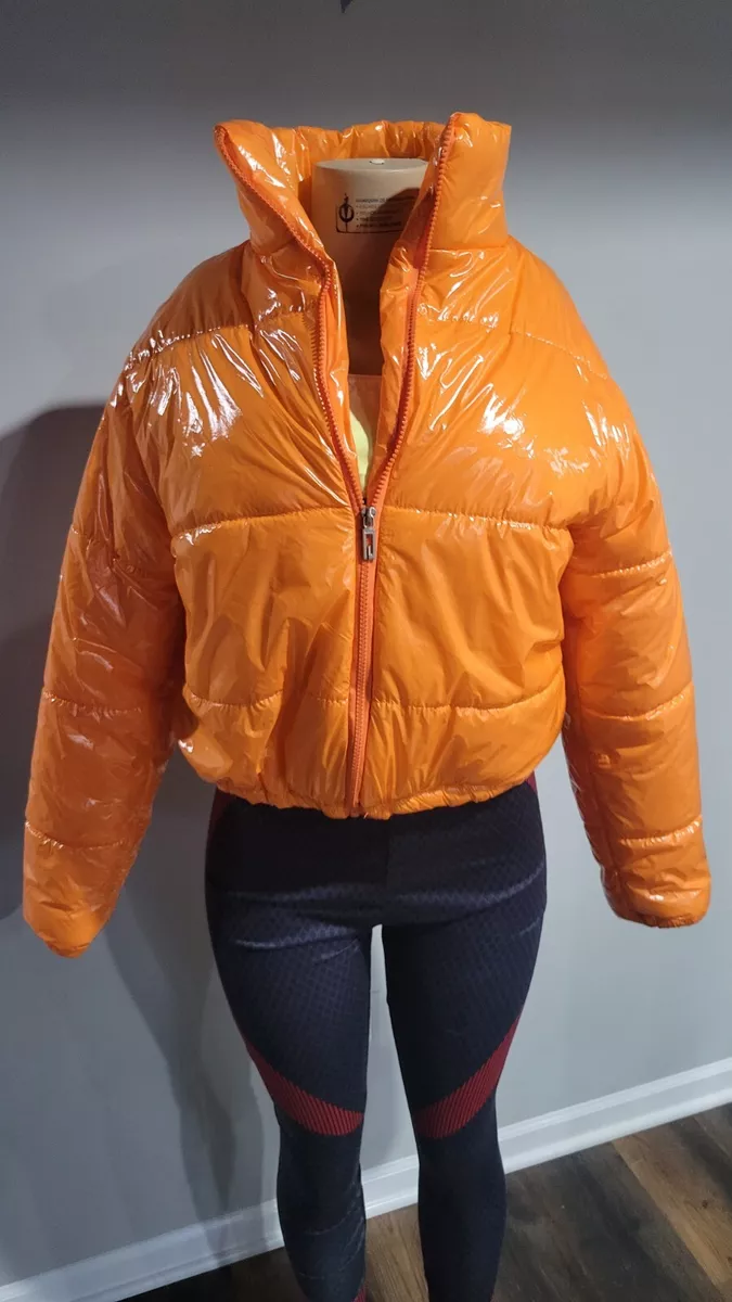 Cropped puffer jacket clearance orange