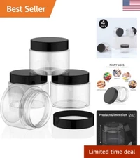 4 Clear Wide-mouth Leak Proof Jars - Travel Storage Makeup Beauty - 2oz (Pack 4)