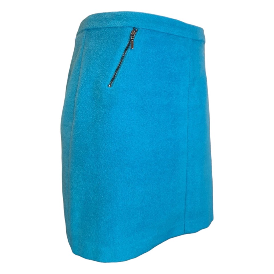 Marks & Spencer Womens Turquoise Wool Blend Lined Skirt Zip Detail Size