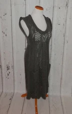 Sangria Gray Sz 8 Long Crochet Loose Knit Long Pocket Maxi Fit Flare Dress 3564