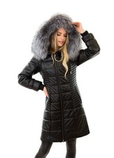 Winter Mantel Eco Ledermantel Pelzmantel Parka Echtfell Echtpelz Fell Pelzkragen