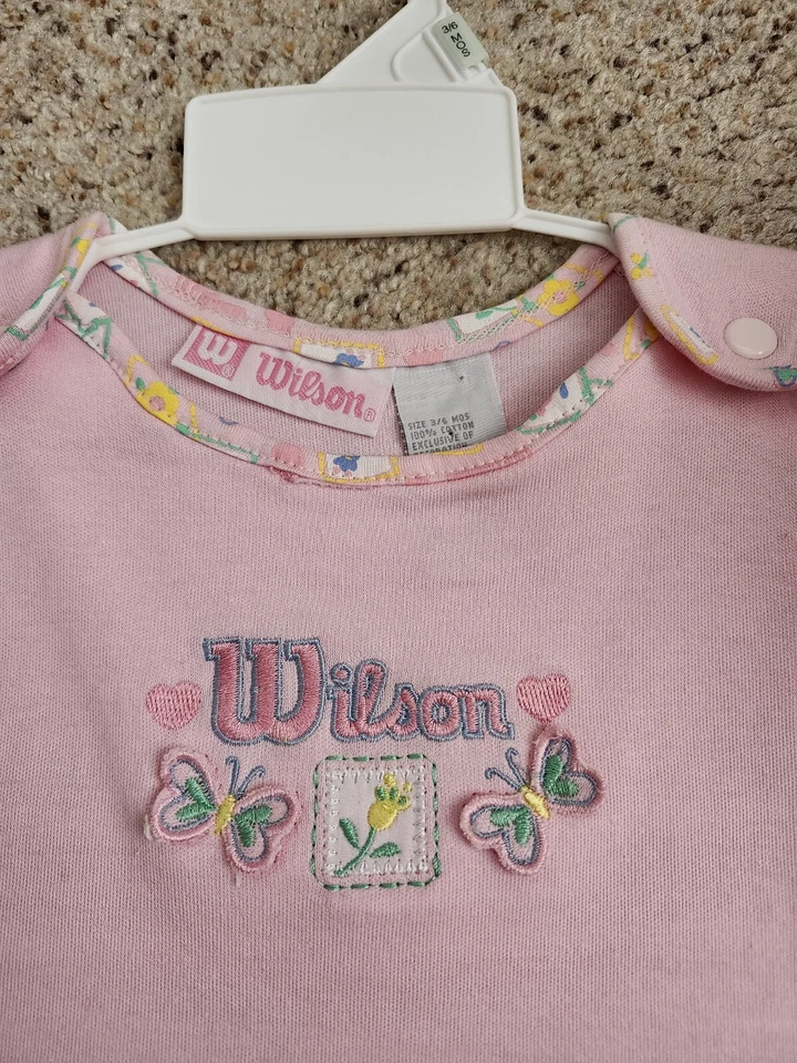 Новый с ярлыком винтажный Wilson розовый девочки боди и шляпа размер 3-6 месяцев  - Изображение 2 из 4