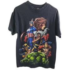 Mad Engine Marvel Comics T Shirt Tee Avengers X Men Team Men's Size M VTG