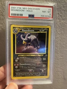 PSA 8 SWIRL NM Houndoom Neo Discovery Unlimited Holo Pokemon Card 4/75