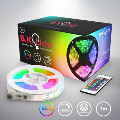 3m LED Stripe RGB Licht-Streifen Band 230V beschichtet Farbwechsel Fernbedienung