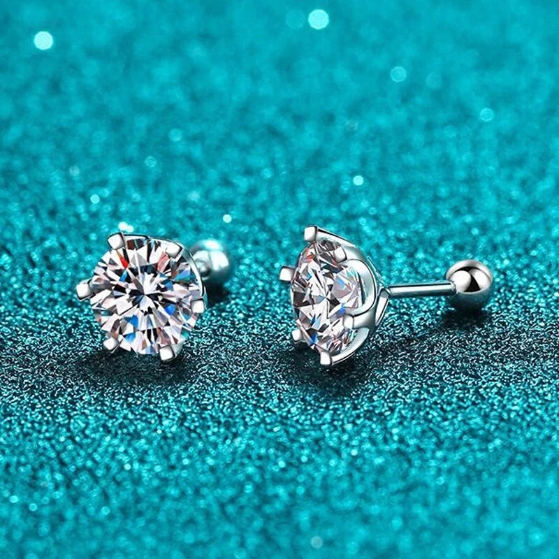 1ct Earrings White Gold Diamond Test Pass Lab-Created VVS1/D/Excellent - Image 2 of 4
