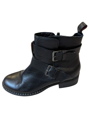 GENTLE SOULS Kenneth Cole Black Leather Buckle Benton Moto  display picture 3