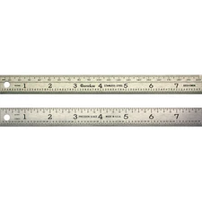 8 Inch Ruler Stainless Steel 1/50, mm, 1/16, 1/32 with Hanging Hole Made in USA
