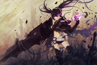 Anime black rock shooter girls insane long hair pants Custom Gaming Mat Desk