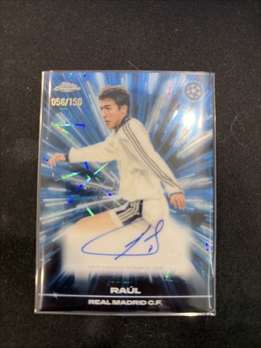Raul 2025-26 Topps Chrome UCC Black Lazer Blue Refractor Auto /150 #BLA-RA