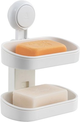 Double Layer Suction Cup Soap Dish - Stylish Self-Draining Holder for Showers