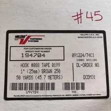 Velcro Brand 1” Brown HOOK & LOOP  Sew-on Tape 50 Yard Roll NOS Lot # 45