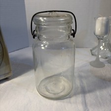 Vintage, Clear, Quart, Wire Bale with Lid, 5, Canning Jar