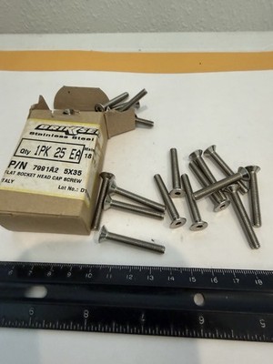 New Qty (25) M5 X .08 X 35 MM Stainless Hex Drive Flat Head Screws