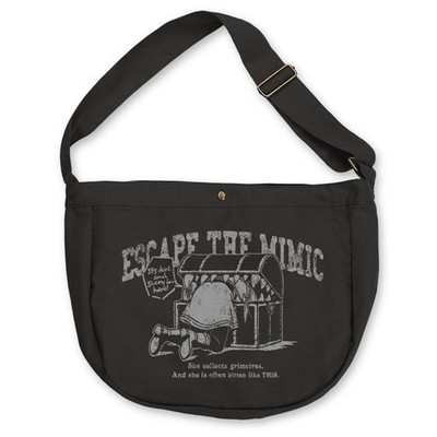 Frieren Shoulder Bag Getting Eaten by Mimic Crossbody Canvas Newspaper Bag Black