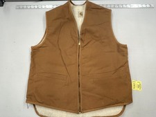 Vintage Carhartt fleece lined vest brown tan Large L very good 300501