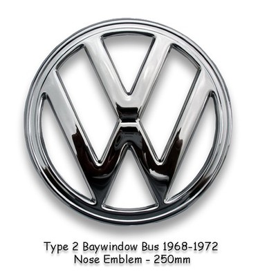 VW TYPE 2 BUS 1968-1972 NOSE EMBLEM CHROME METAL MICROBUS DELUXE TRANSPORTER