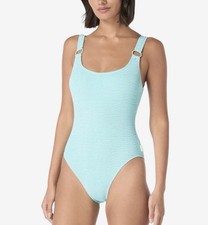 Vince Camuto Women  s Ocean Ripple Scoop Neck Ring One Piece Swimsuit Size 10