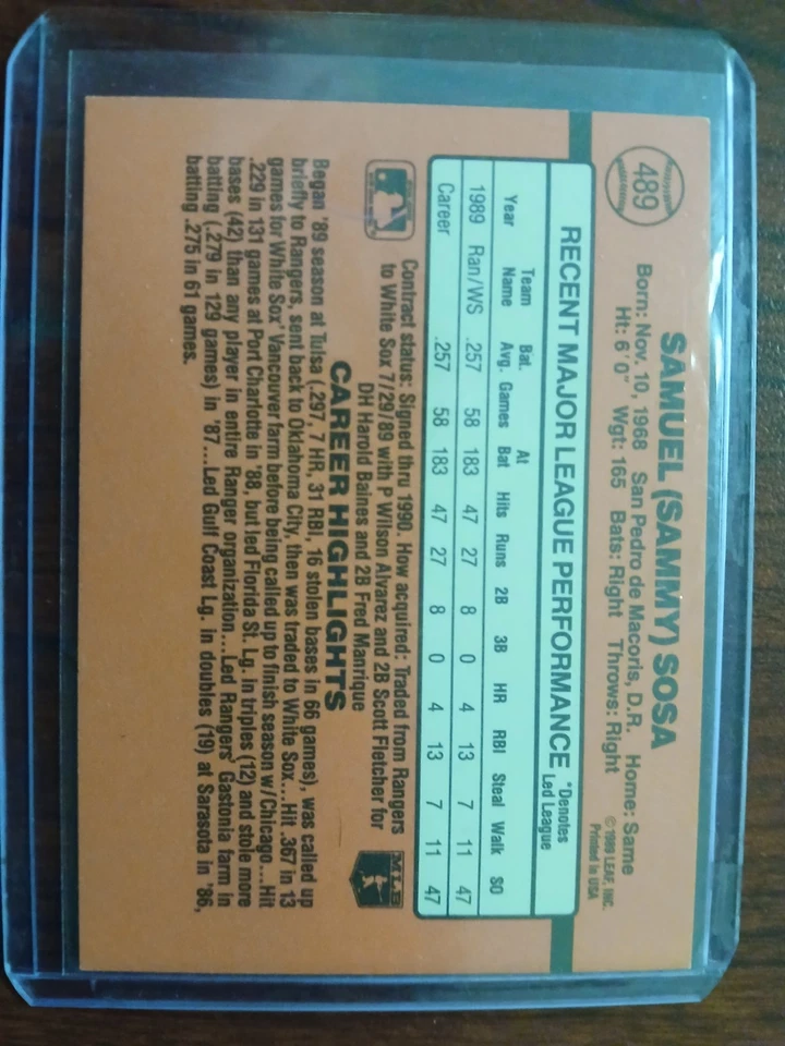 Tarjeta de error múltiple Donruss Sammy Sosa 1990 Foto 2 de 2