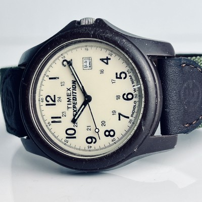 Timex Expedition Vintage Field Watch Green Black Date Window 40mm Case New Batt