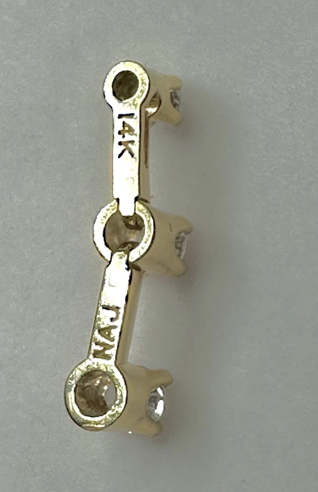 Colgante Diamante 3 Piedras 1 CT TW 14K Oro Amarillo Punta Redonda Brillante + Caja Foto 2 de 4