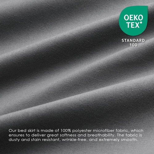 Elastic Bed Skirt Full Size Dark Grey 15-Inch Drop Hotel Quality Dust Ruffle - Picture 6 of 7